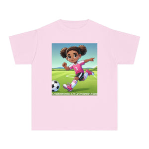 Youth - Soccer Love Midweight T-Shirt (African American / Black Girl)