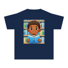 Youth - Young Book Reader Midweight T-Shirt (African American / Black Boy)