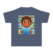 Youth - Young Book Reader Midweight T-Shirt (African American / Black Boy)