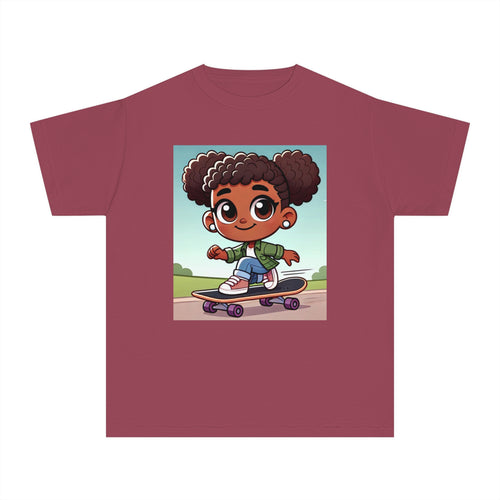 Youth - Skateboarding Queen Midweight Tee (African American / Black Girl)