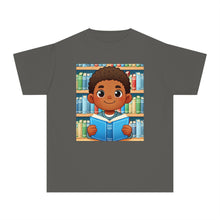 Youth - Young Book Reader Midweight T-Shirt (African American / Black Boy)