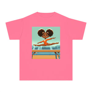 Youth - Powerful Girls Gymnastics T-Shirt (African American / Black Girl)