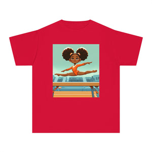 Youth - Powerful Girls Gymnastics T-Shirt (African American / Black Girl)