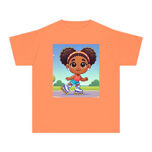 Youth - Rollerblading Midweight T-Shirt (African American / Black Girl)