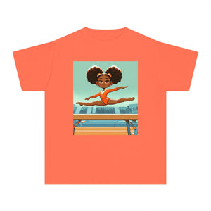 Youth - Powerful Girls Gymnastics T-Shirt (African American / Black Girl)