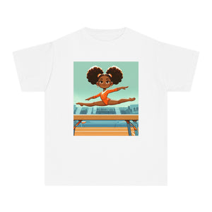 Youth - Powerful Girls Gymnastics T-Shirt (African American / Black Girl)