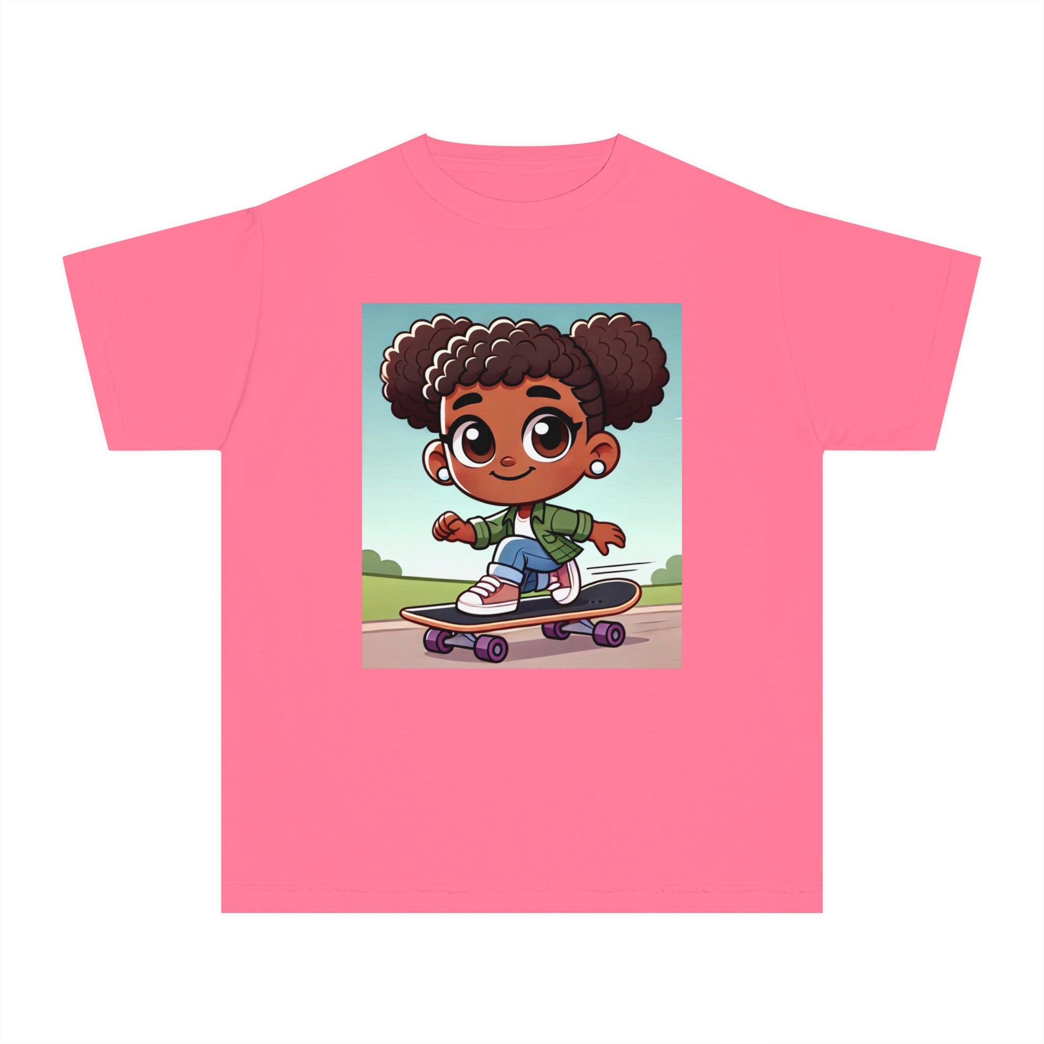 Youth - Skateboarding Queen Midweight Tee (African American / Black Girl)