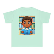 Youth - Young Book Reader Midweight T-Shirt (African American / Black Boy)