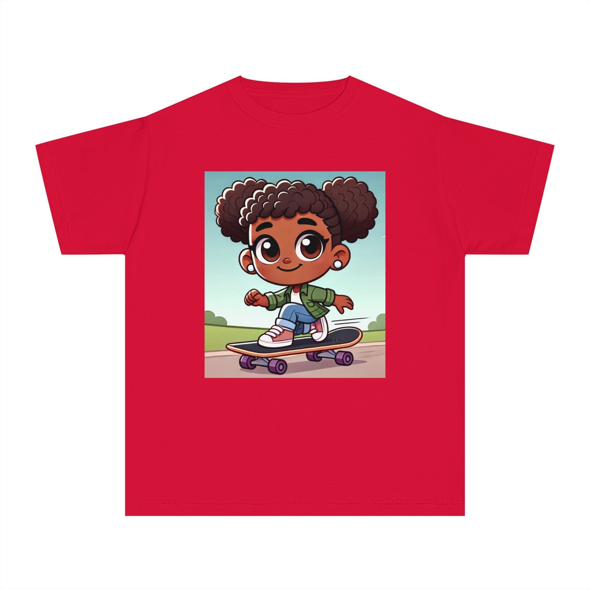 Skateboarding Queen T-Shirt for GIrls (African American / Black Girl)