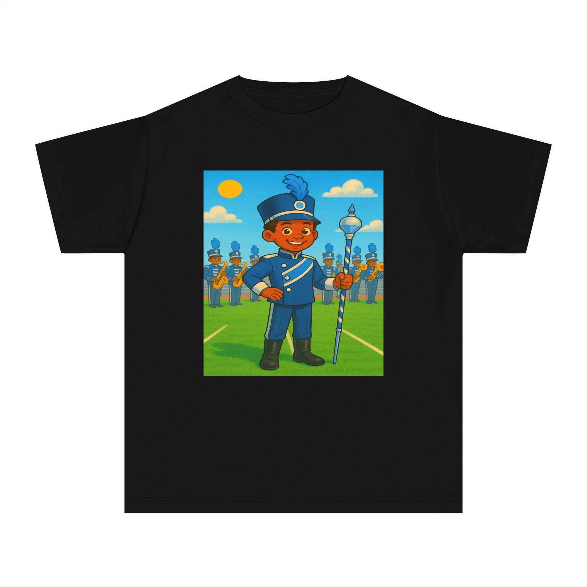 HBCU Drum Major (Blue/White) T-Shirt (African American / Black Boy)