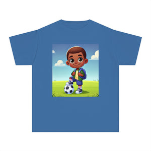 Youth - Soccer Student Athlete Midweight Tee (African American / Black Boy)