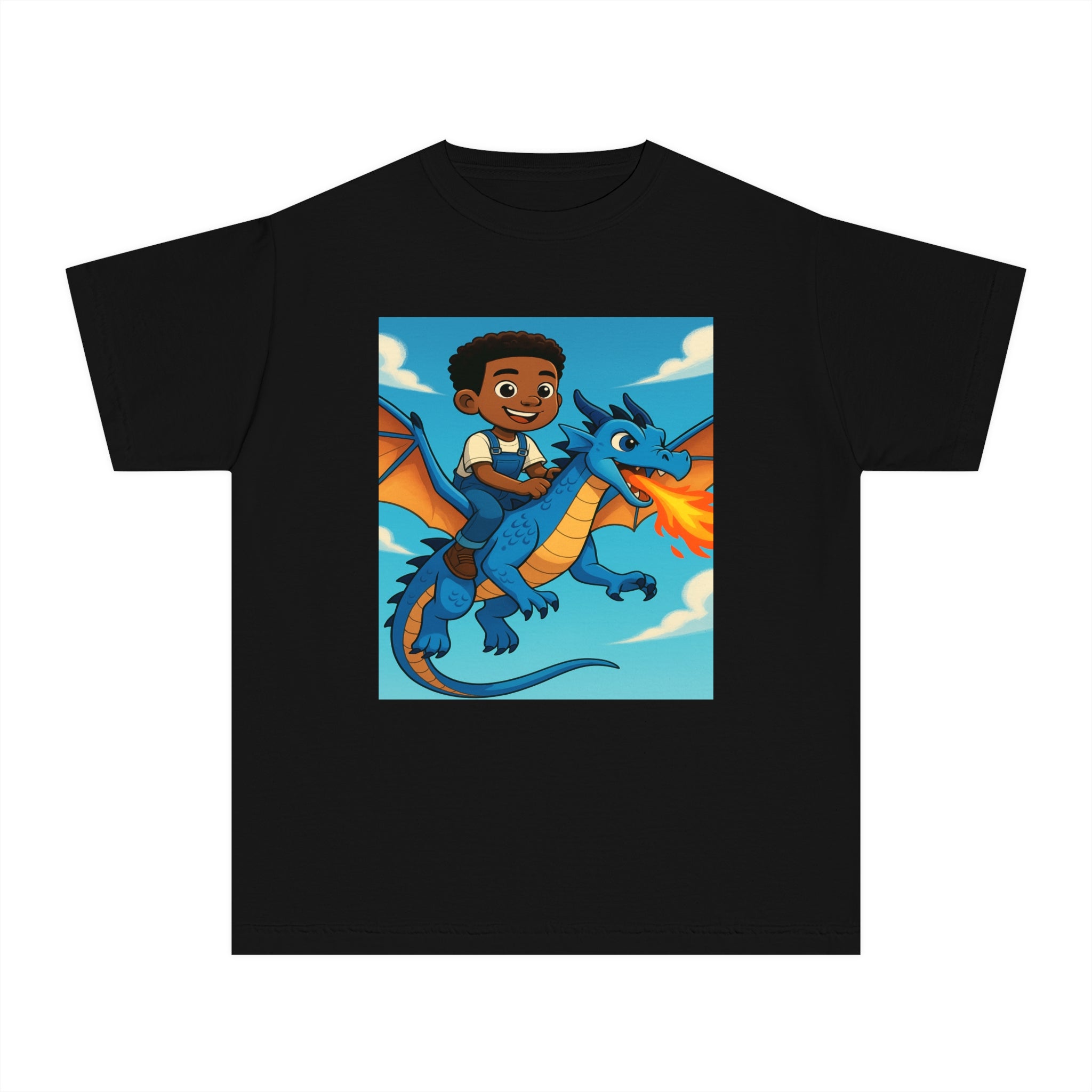 Fire Dragon T-Shirt for Boys (African American Boy / Black Boy)
