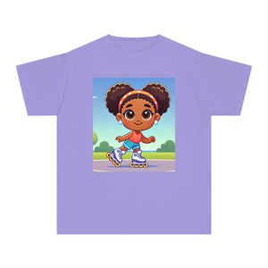 Youth - Rollerblading Midweight T-Shirt (African American / Black Girl)