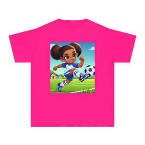 Youth Soccer Powerhouse Midweight Tee (African American / Black Girl)