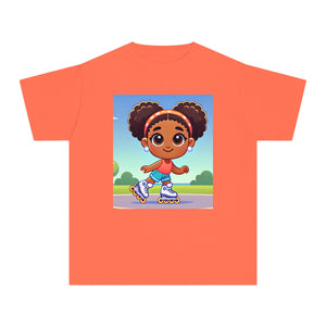 Youth - Rollerblading Midweight T-Shirt (African American / Black Girl)