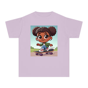 Youth - Skateboarding Queen Midweight Tee (African American / Black Girl)