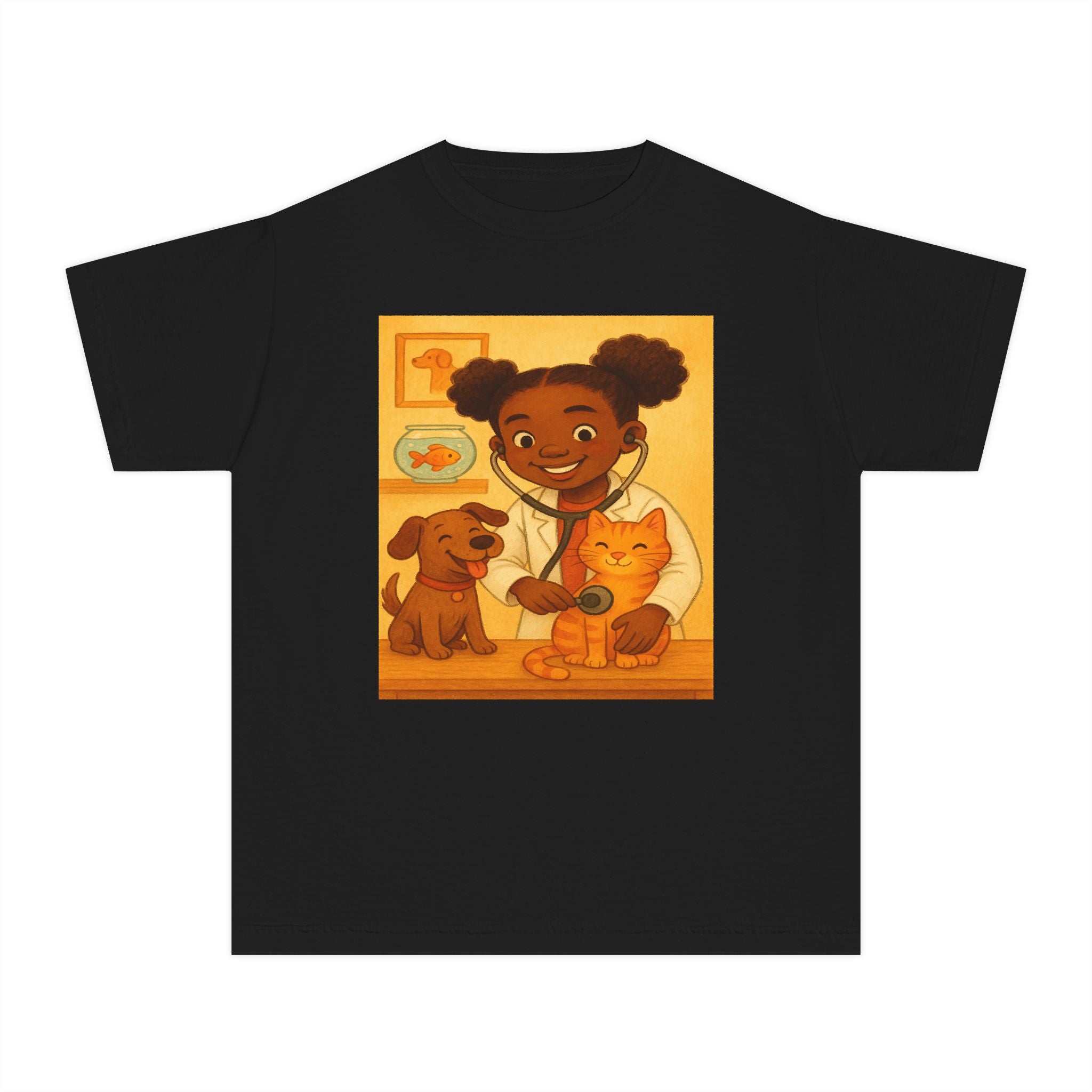 African American Veterinarian T-Shirt for Girls (Black Girl Veterinarian)
