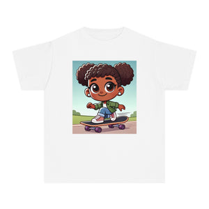 Youth - Skateboarding Queen Midweight Tee (African American / Black Girl)