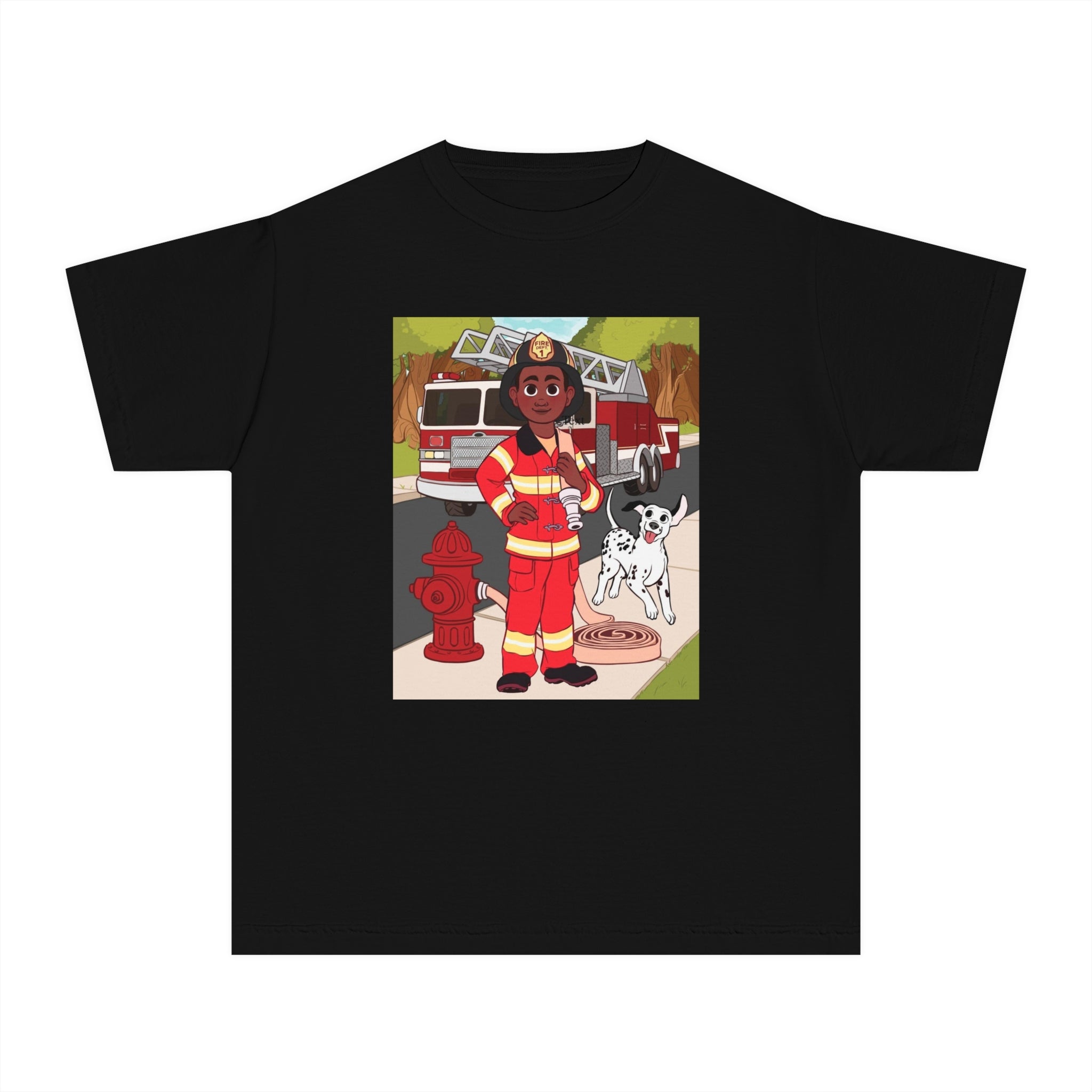 Fireman T-Shirt for Boys (African American Boy / Black Boy)