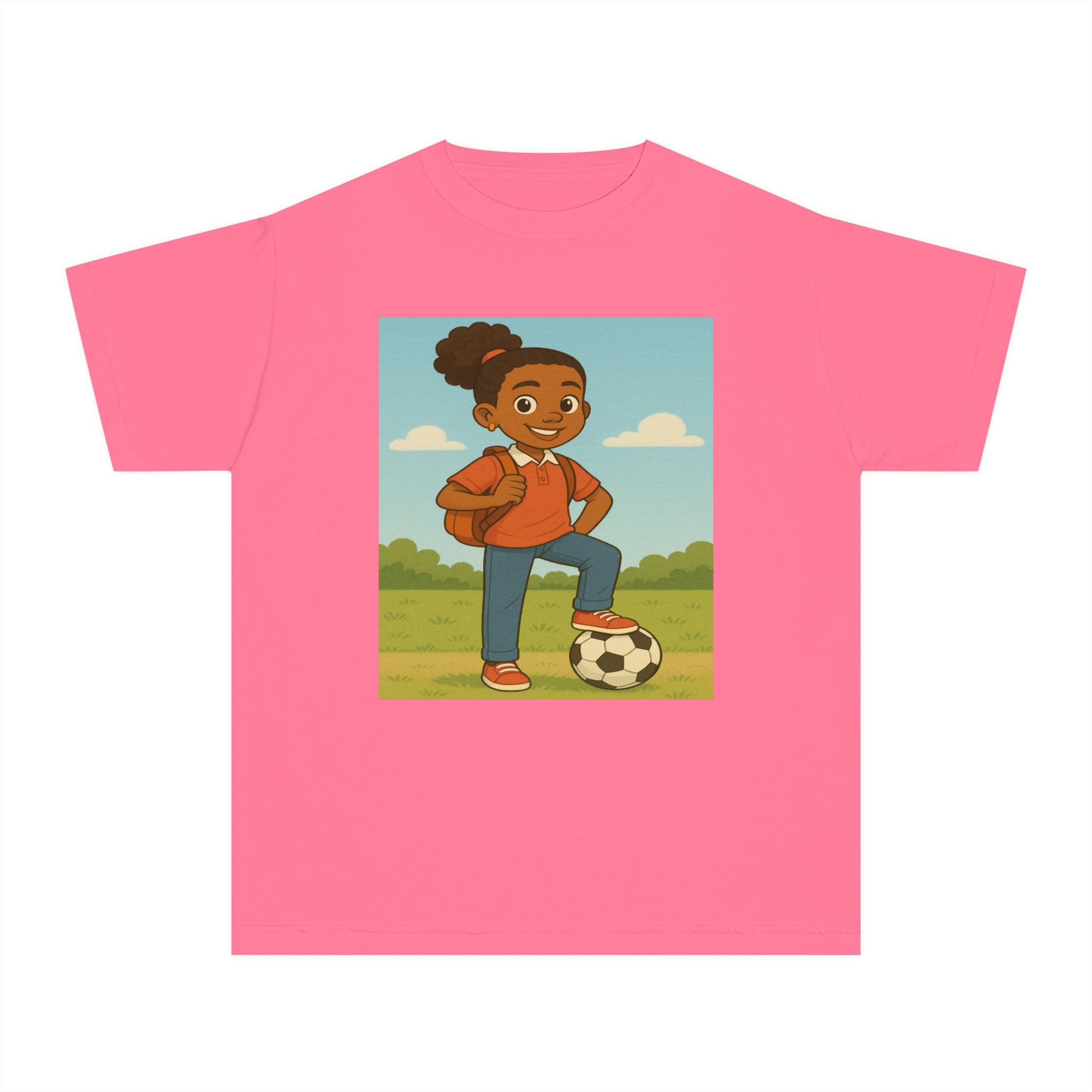 Back to School Soccer Student Athlete T-Shirt (African American / Black Girl)
