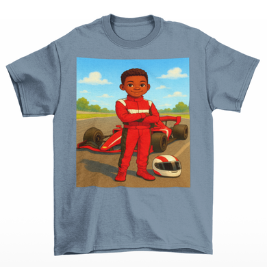 Black Boy / African American Boy Race Car Driver TShirt