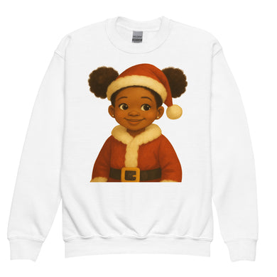 Product mockupBlack Girl Santa Sweatshirt – Holiday Sweatshirt for African American Girls