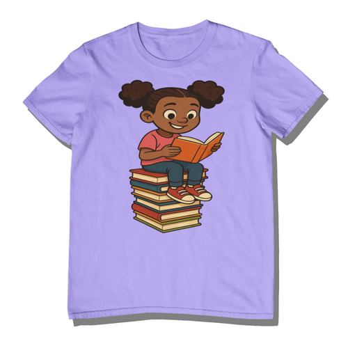 Reading Book Stack T-Shirt for Girls