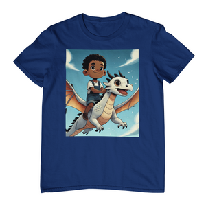 This comfortable and durable boys' apparel features vibrant, Afrocentric designs that highlight positive role models and inspirational themes, including dragon-themed characters like dragon princes and dragon kings.