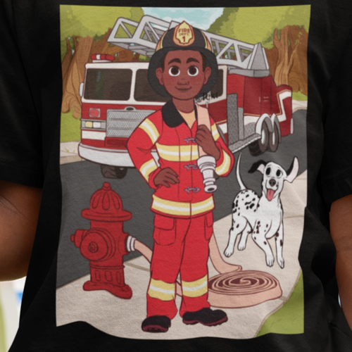 Fireman T-Shirt for Boys (African American Boy / Black Boy)