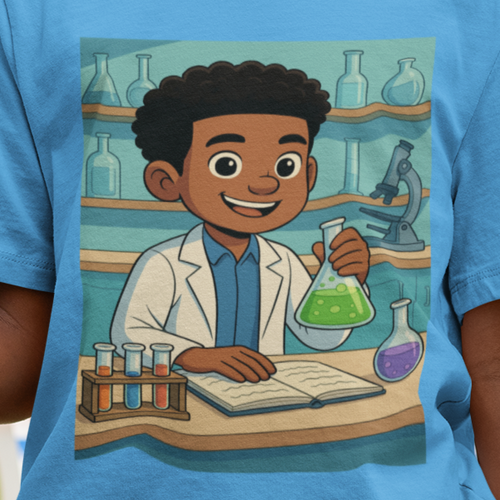 Future Scientist STEM T-Shirt for Boys (African American Boy / Black Boy)