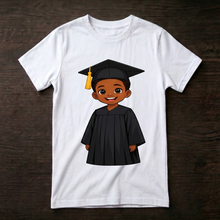 Kindergarten and pre-k graduation shirt for Black boys and African American boys. Representation-first design from Puzzle Huddle, a Black-owned children's brand based in Washington, DC.