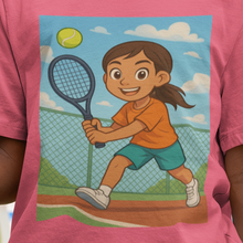 Powerful Girls Tennis T-shirt (Hispanic Girls Tennis T-Shirt)