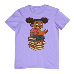 Reading Book Stack T-Shirt for Girls