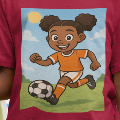 Soccer Forever Girls T-Shirt (African American Girl Soccer / Black Girl Soccer)