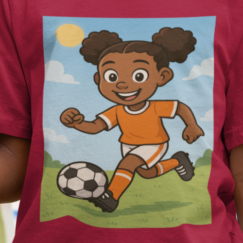 Soccer Forever Girls T-Shirt (African American Girl Soccer / Black Girl Soccer)
