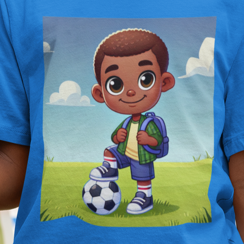 Soccer Student-Athlete T-Shirt for Boys (African American Boy / Black Boy)