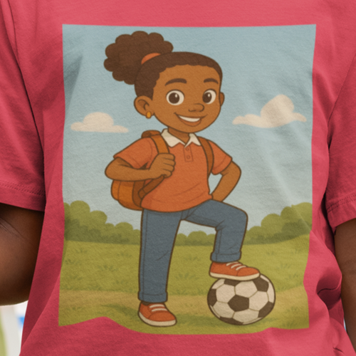 Soccer Student Athlete T-Shirt (African American / Black Girl)