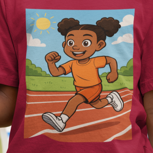 Track Girls Run T-Shirt (African American Girl / Black Girl)