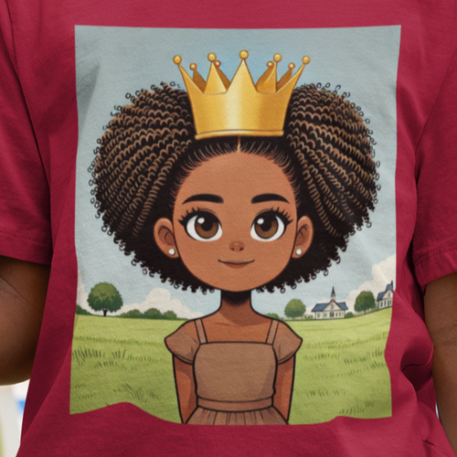 Young Princess Midweight T-Shirt (African American / Black Girl)