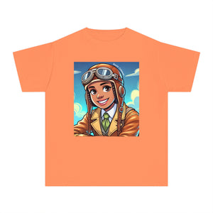 Black History T-Shirt featuring Bessie Coleman, the first African American woman pilot. Perfect Black History Month Shirt for Kids, Black History Month gifts, and kids’ Black history shirts.