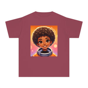 Black History T-Shirt featuring Mae Jemison, the first African American woman in space. Perfect Black History Month Shirt for Kids, Black History Month gifts, and kids’ Black history shirts, inspiring young scientists and explorers.