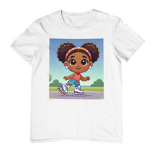 Youth - Rollerblading Midweight T-Shirt (African American / Black Girl)