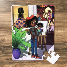 Black Girl Artist Puzzle (13in x 10in, 24 Pieces) – African American Girl Art Puzzle for Preschool & Elementary Creativity