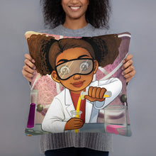 Black Girl Scientist Throw Pillow – STEM-Inspired Decor for Children's Rooms