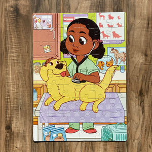 Large Veterinarian Girl Puzzle (12in x 16.5in w/54 Pieces)