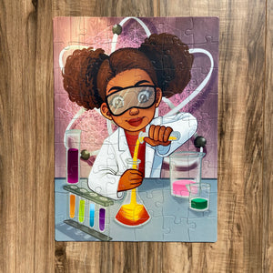 Large Chemistry Girl Puzzle (12in x 16.5in w/54 Pieces)