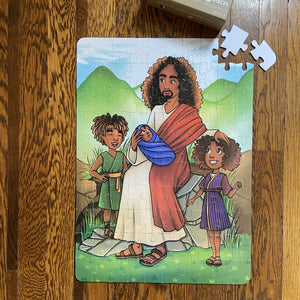 DAMAGED BOX XL Jesus and the Children Puzzle (14in x 19.5in w/100 Pieces)